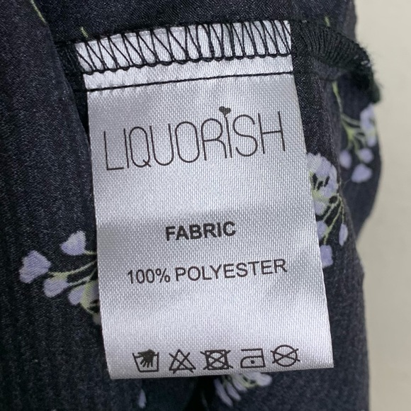 Liquorish ASOS Floral Drop Waist Micro Pleated Black Midi Skirt US 6 - Picture 6 of 7